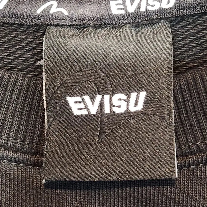 [BUNJANG] EVISU Black Logo Sweatshirt / 에비수 블랙 로고 맨투맨 티셔츠