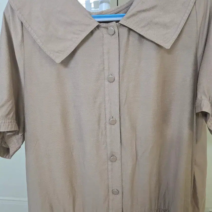 [BUNJANG] Collared Long Dress Brown Short Sleeve / 카라넥 롱 원피스 브라운 반팔