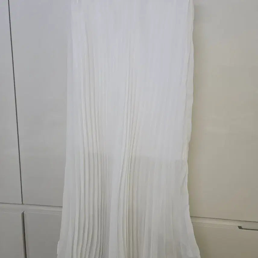 [BUNJANG] White Chiffon Pleated Long Skirt / 화이트 쉬폰 플리츠 롱 스커트