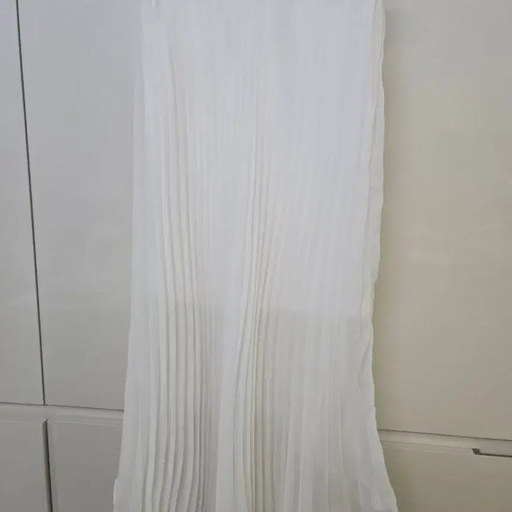 [BUNJANG] White Chiffon Pleated Long Skirt / 화이트 쉬폰 플리츠 롱 스커트