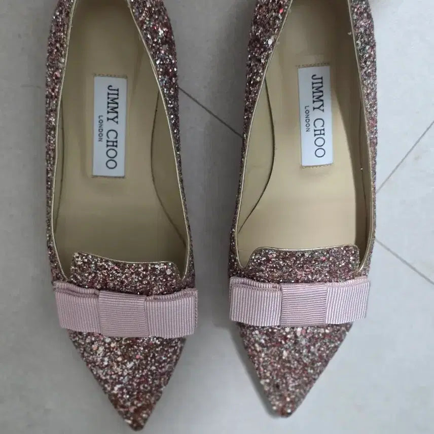 [BUNJANG] Jimmy Choo Glitter Ribbon Pumps / 지미추