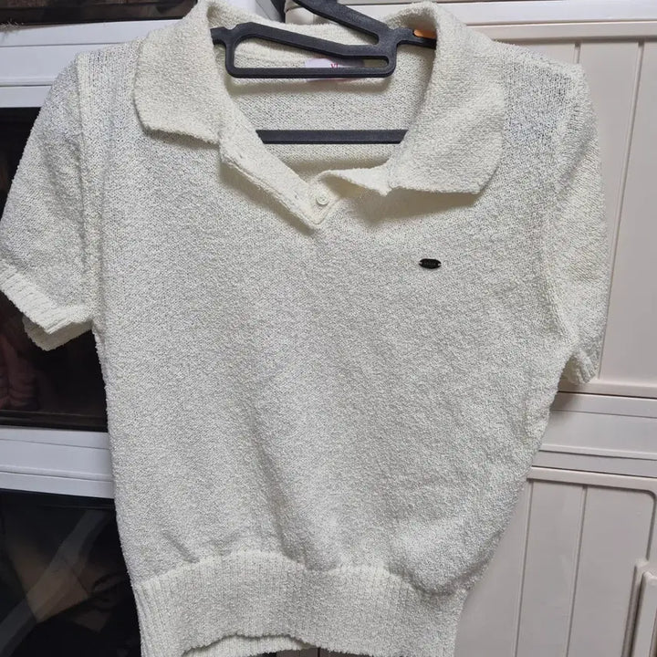 [BUNJANG] Ivory Collar Short-Sleeve Knit Top / 아이보리 카라 반팔 니트