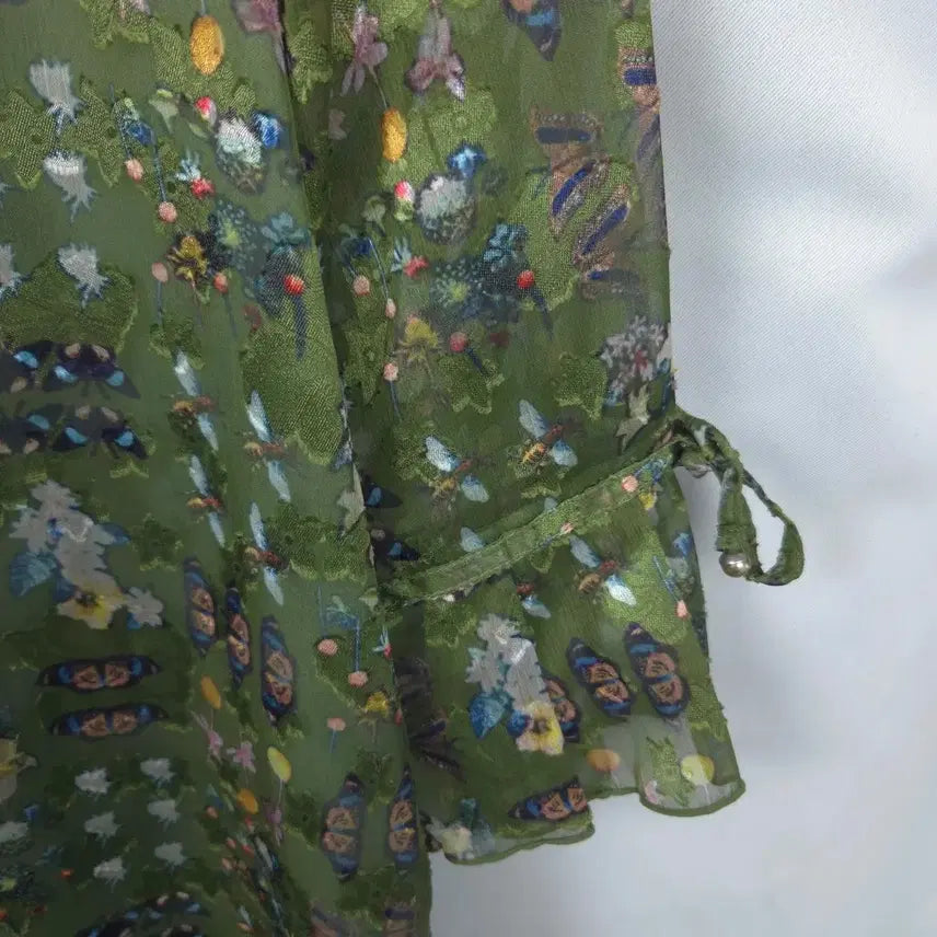 [BUNJANG] S Crocodile 7/10 Sleeve Blouse / 여S 크로커다일 7부 반팔 블라우스