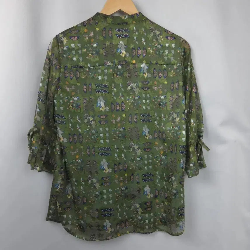 [BUNJANG] S Crocodile 7/10 Sleeve Blouse / 여S 크로커다일 7부 반팔 블라우스