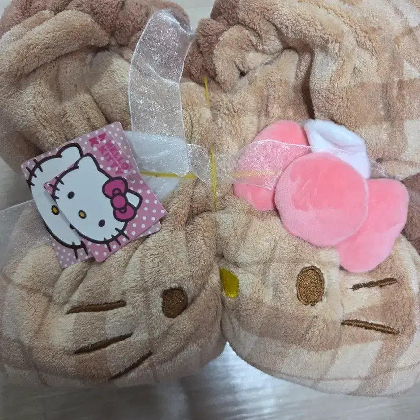 [BUNJANG] Kitty Beige Fleece Shower Robe / 키티 원피스형 샤워가운