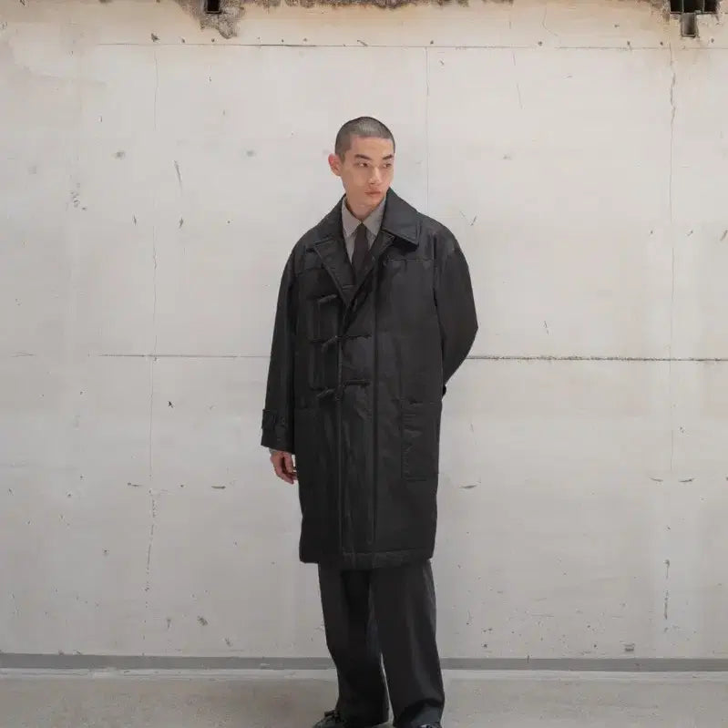 [BUNJANG] Ourselfs Insulation Gabardine Duffle Coat Black / [1] 아워셀브스 인슐레이션 개버딘 더플 코트 블랙 ourselves