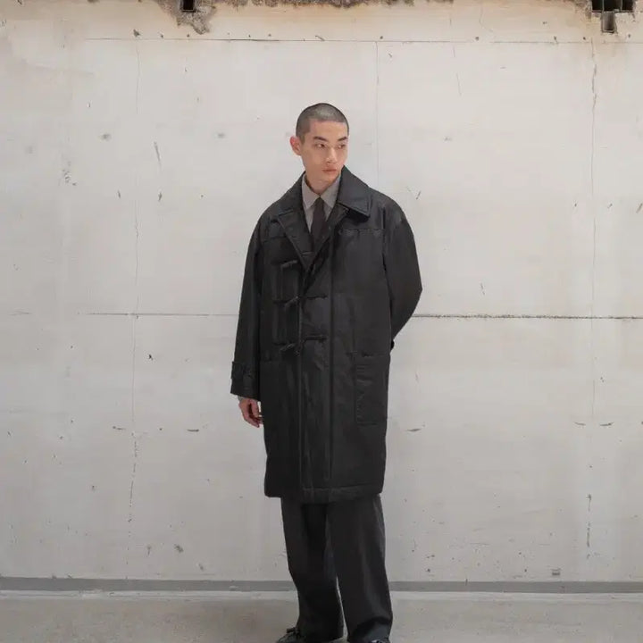 [BUNJANG] Ourselfs Insulation Gabardine Duffle Coat Black / [1] 아워셀브스 인슐레이션 개버딘 더플 코트 블랙 ourselves