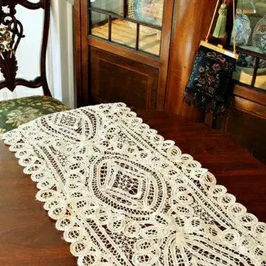 [BUNJANG] Beige Handmade Lace Runner / 베이지 핸드메이드 레이스 러너