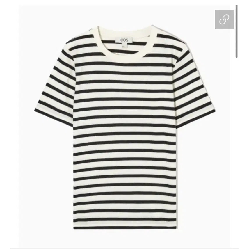 [SOLD OUT] COS 코스 스트라이프 레귤러 핏 반팔 티셔츠 블랙m