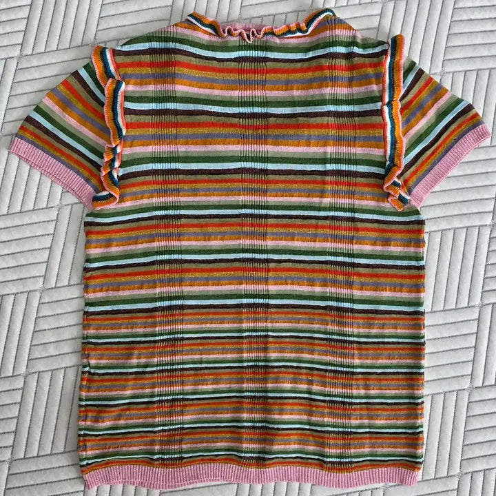 [BUNJANG] Chanel Stripe T-shirt / 샤넬 멀티컬러 스트라이프 반팔 티셔츠(38/무료배송)