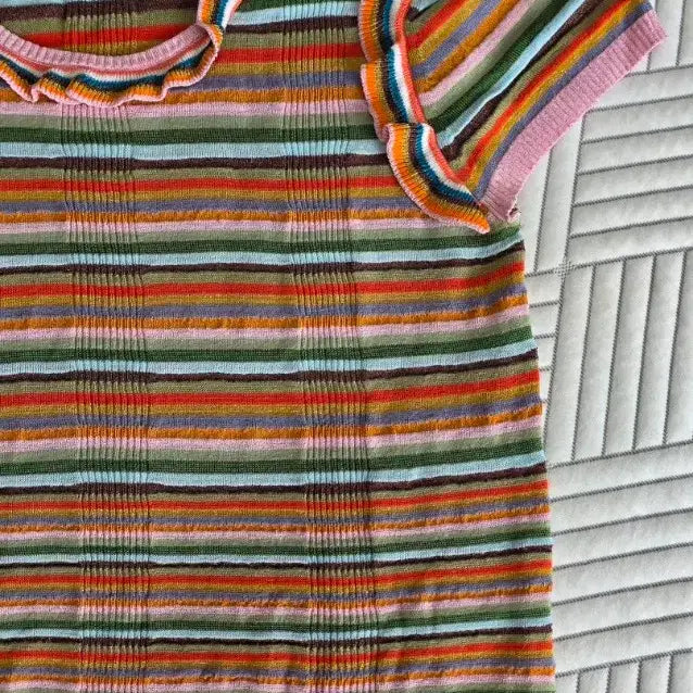 [BUNJANG] Chanel Stripe T-shirt / 샤넬 멀티컬러 스트라이프 반팔 티셔츠(38/무료배송)