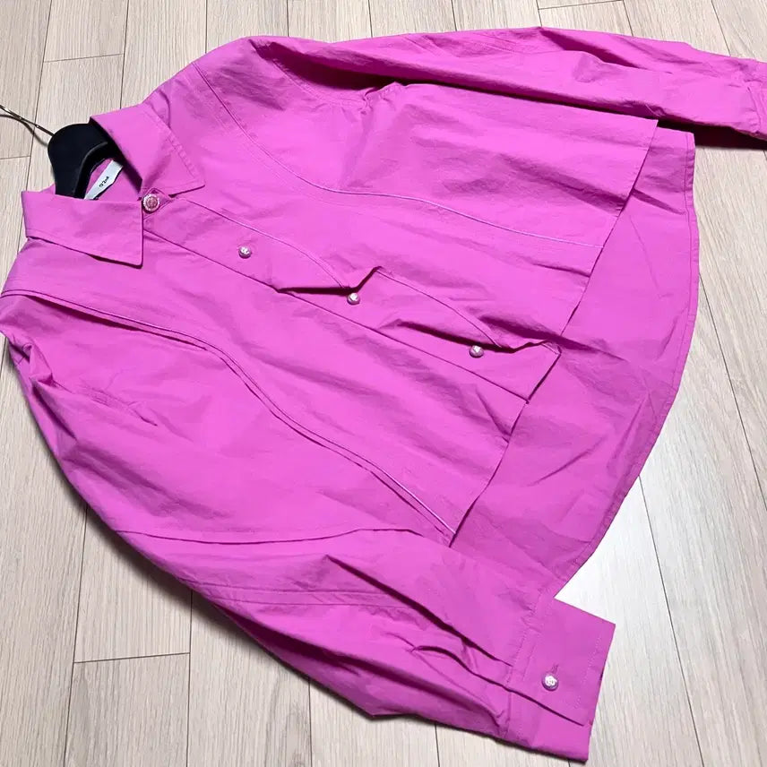 [BUNJANG] O2nd A-Line Ruffle Blouse / 23년 한섬 오즈세컨 O2nd 바스락 코튼 A라인 프릴 블라우스 셔츠핑크