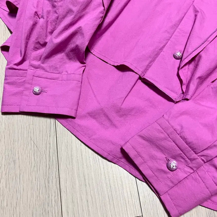 [BUNJANG] O2nd A-Line Ruffle Blouse / 23년 한섬 오즈세컨 O2nd 바스락 코튼 A라인 프릴 블라우스 셔츠핑크