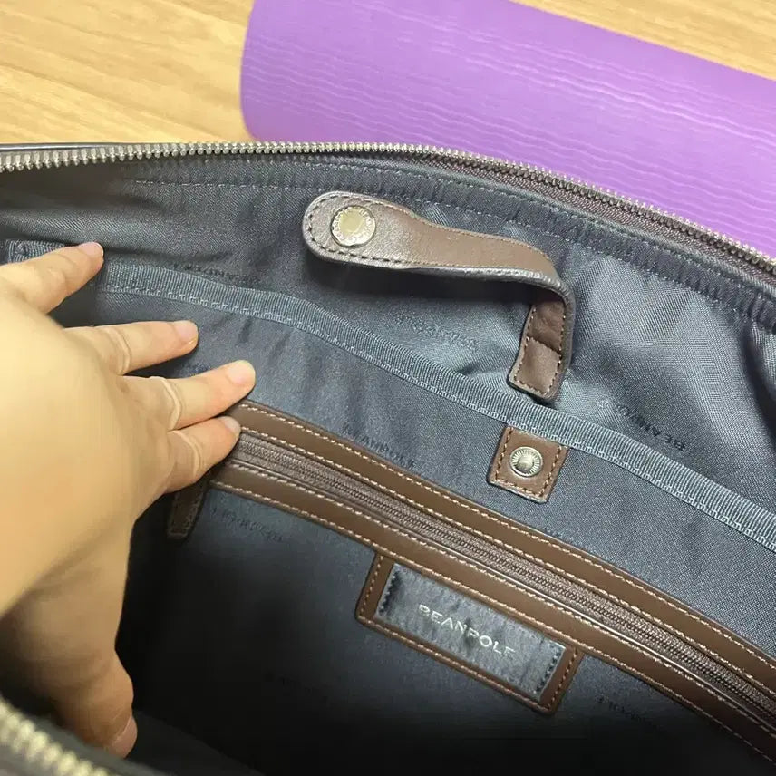 [BUNJANG] Beanpole Navy Checkered Document Bag / 빈폴 네이비 체크 서류 가방