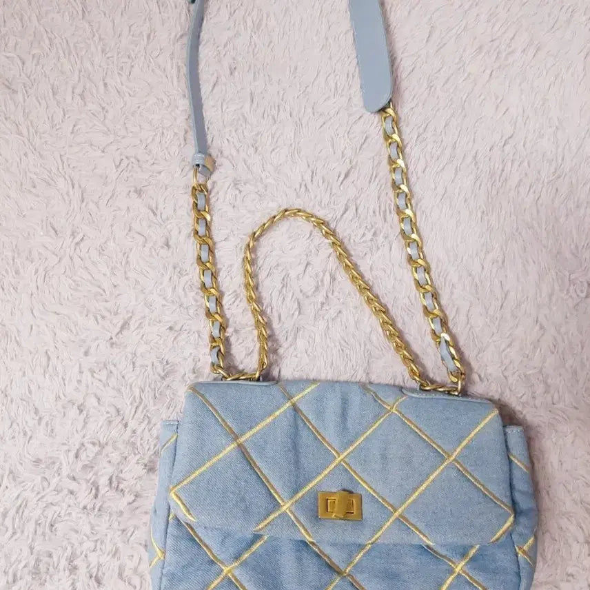 [BUNJANG] Denim Chain Crossbody Bag / 데님 체인 크로스백 숄더백