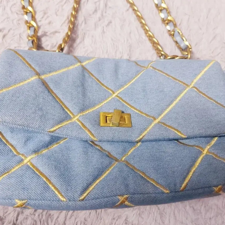 [BUNJANG] Denim Chain Crossbody Bag / 데님 체인 크로스백 숄더백