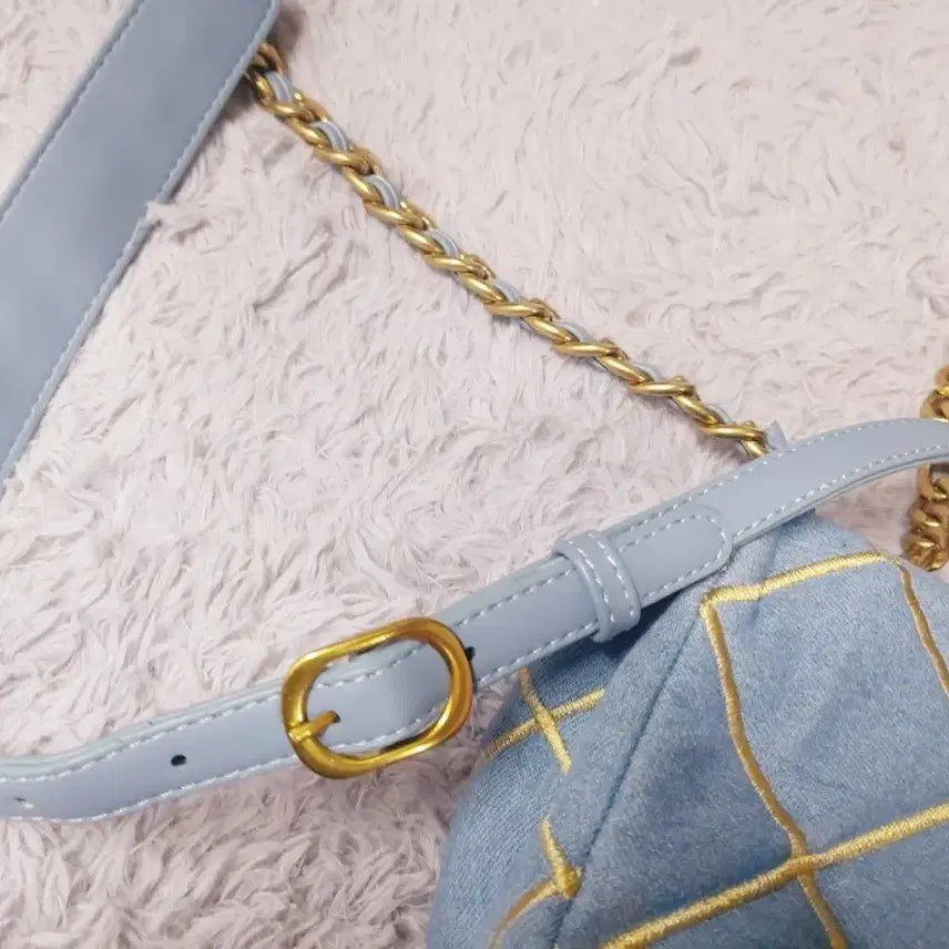 [BUNJANG] Denim Chain Crossbody Bag / 데님 체인 크로스백 숄더백