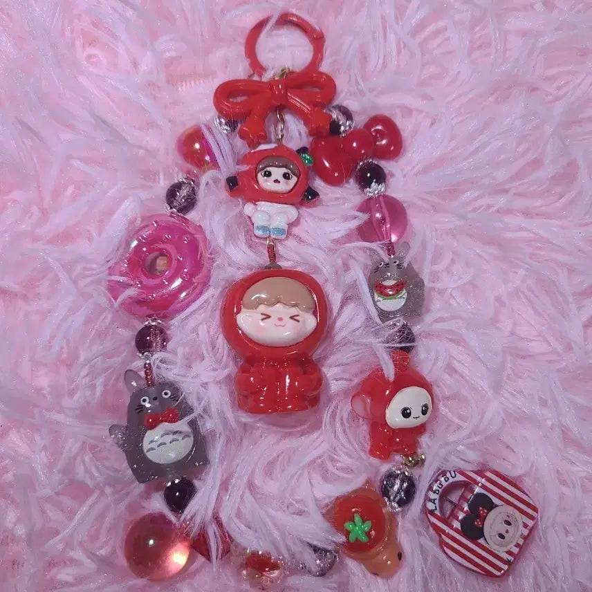 [BUNJANG] Rainbow Red Bead Strap / +무지개 빨강 비즈 스트랩+