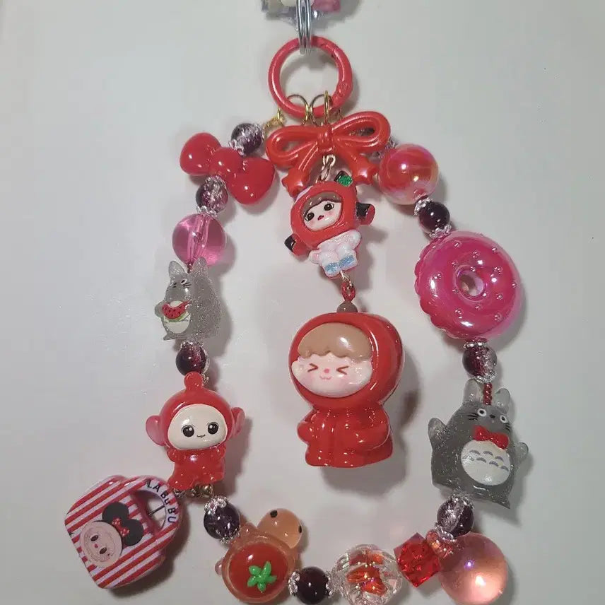 [BUNJANG] Rainbow Red Bead Strap / +무지개 빨강 비즈 스트랩+