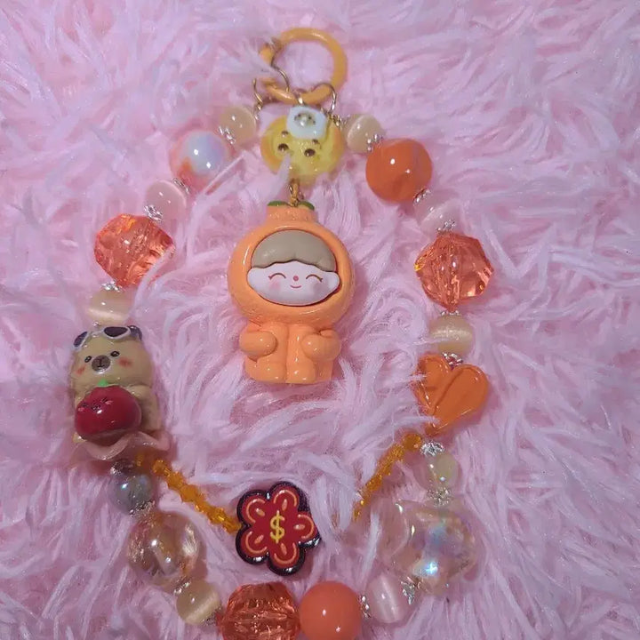 [BUNJANG] Rainbow Orange Bead Strap / +무지개 주황 비즈 스트랩+