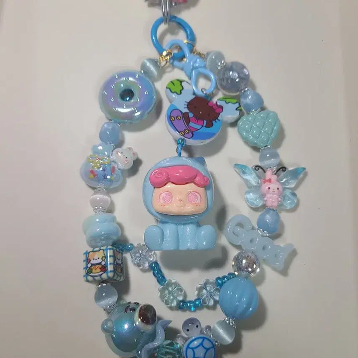 [BUNJANG] Rainbow Blue Bead Strap / +무지개 파랑 비즈 스트랩+