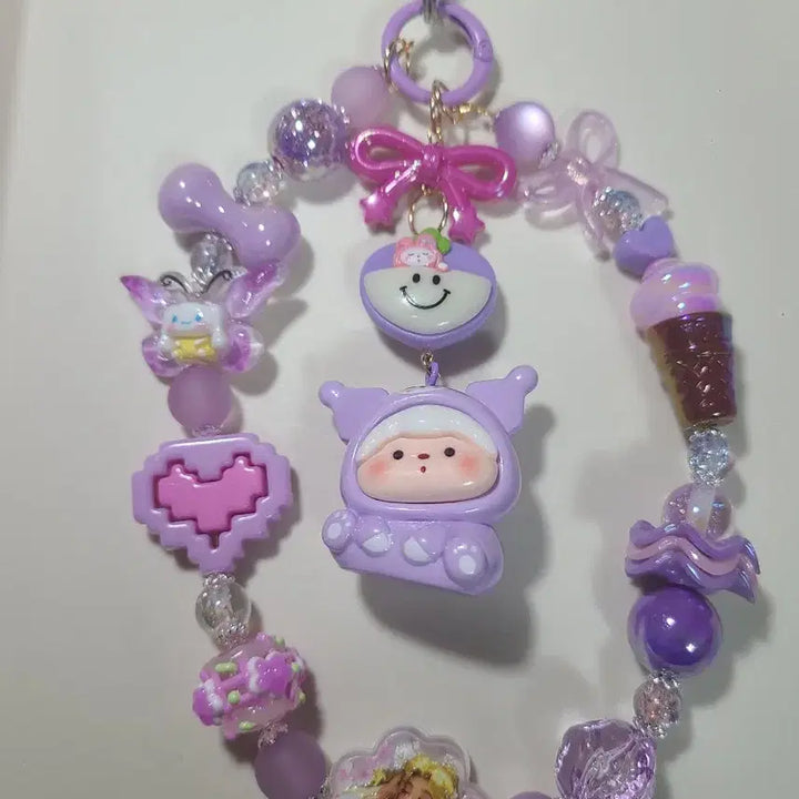 [BUNJANG] Rainbow Purple Bead Strap Keyring / +무지개 보라 비즈 스트랩 1+