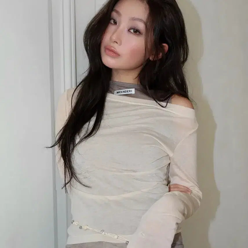 [SOLD OUT] 민더리 2WAY SHEER LAYERED TOP - LIGHT BEIGE