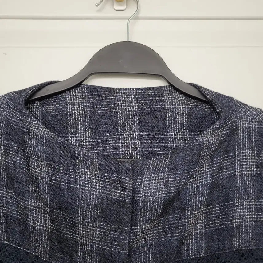 [BUNJANG] Check Lace Point Jacket Navy / 손st. 체크 레이스 포인트 자켓