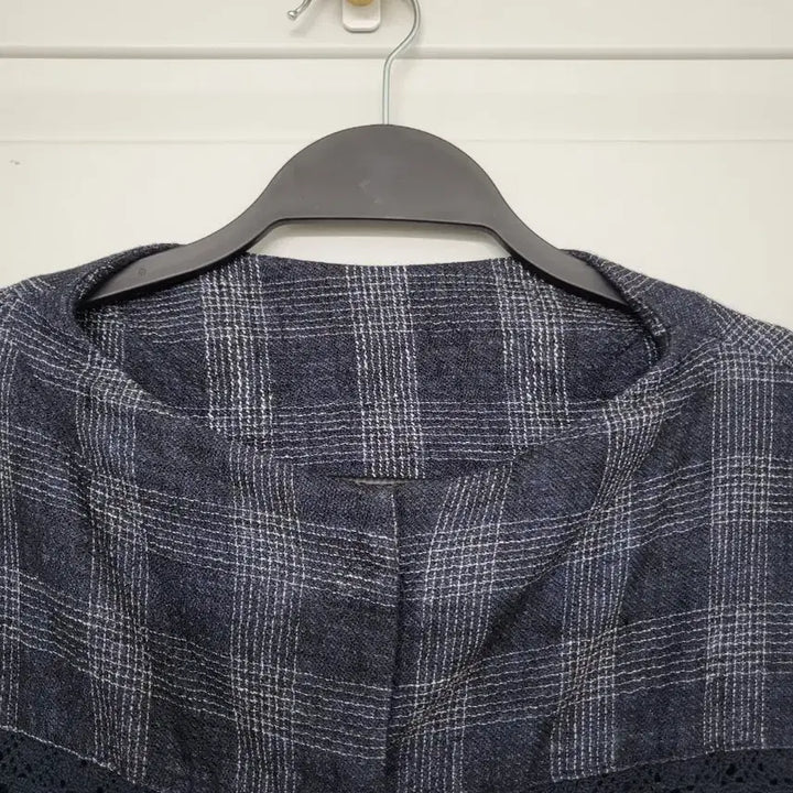[BUNJANG] Check Lace Point Jacket Navy / 손st. 체크 레이스 포인트 자켓