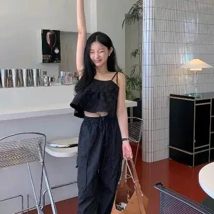 [BUNJANG] Thefinn Bustier Strap Sleeveless Top Black / 더핀 뷔스티에 끈 나시 블랙