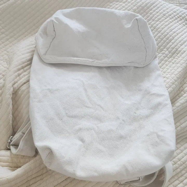 [BUNJANG] Simple Ivory Canvas Backpack / 캔버스가방 가벼움 심플 아이보리