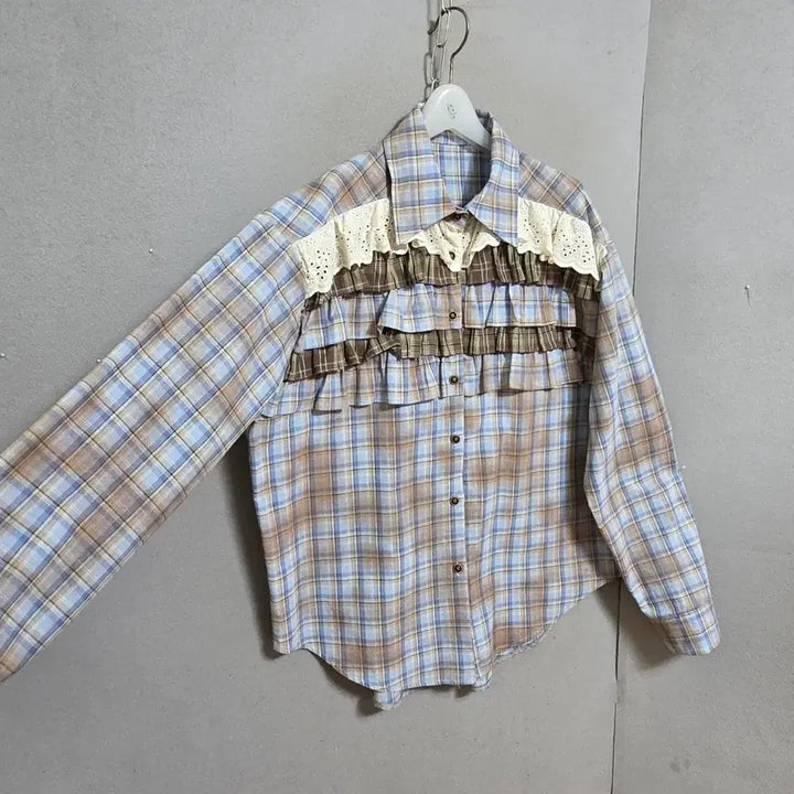 [BUNJANG] FF Frill Check Blouse / 프릴이쁜체크 블라우스 FF   n4613