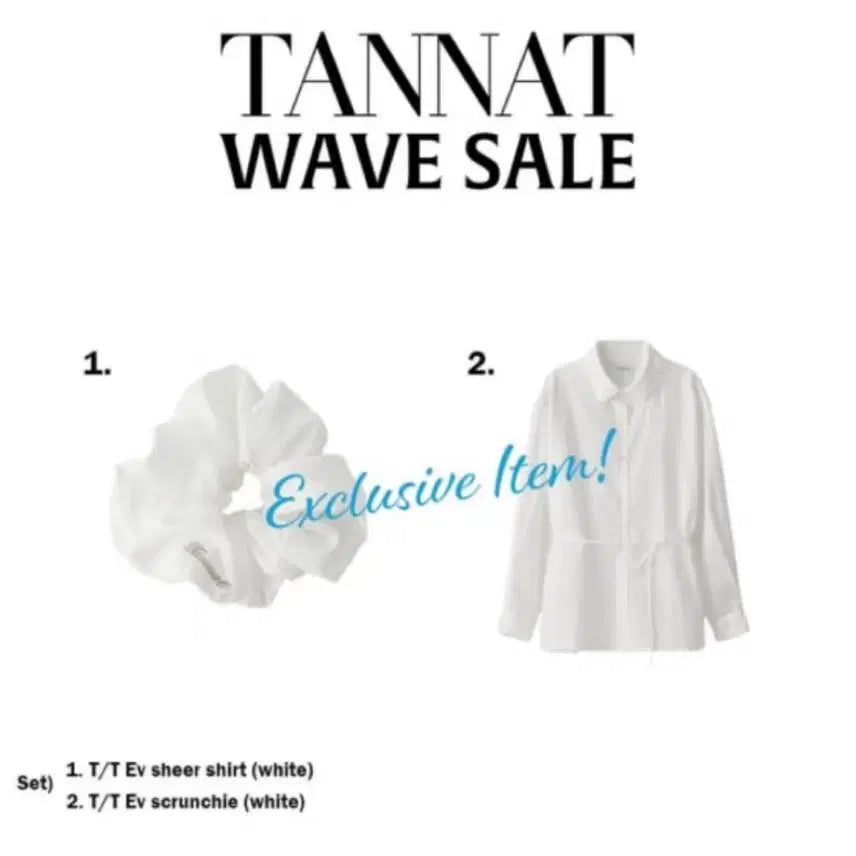 [BUNJANG] Tanat EV Sheer Shirt &amp; Scrunchie Set / 타낫 EV 쉬어 셔츠 스크런치 새상품