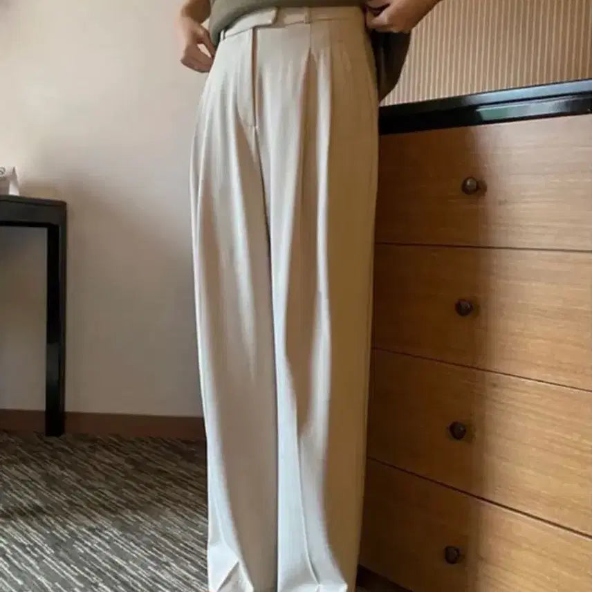 [BUNJANG] Moible Semi-Wide Slacks - Black / 모이블레 세미와이드 슬랙스 블랙/아이보리/차콜 S
