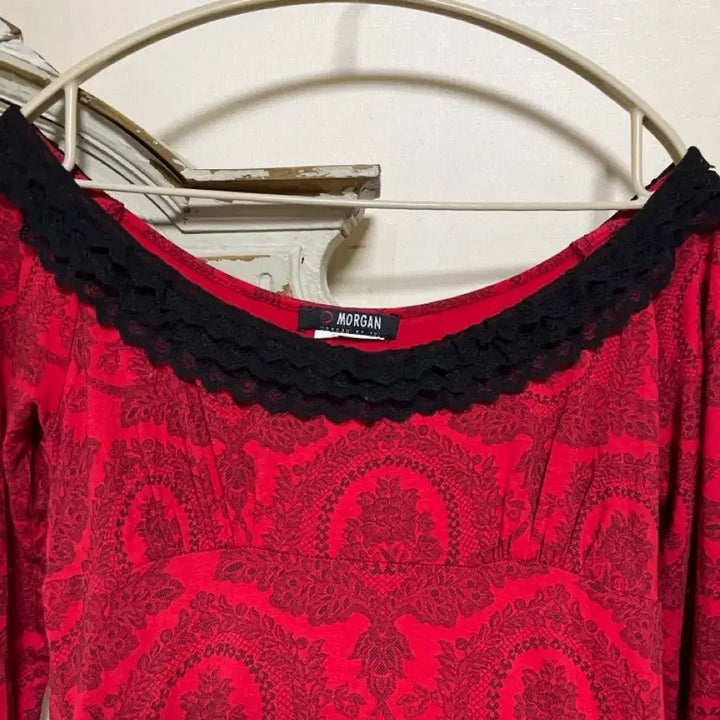 [BUNJANG] Morgon Red Flower Midi Dress / 모건 레드 플라워 미디원피스