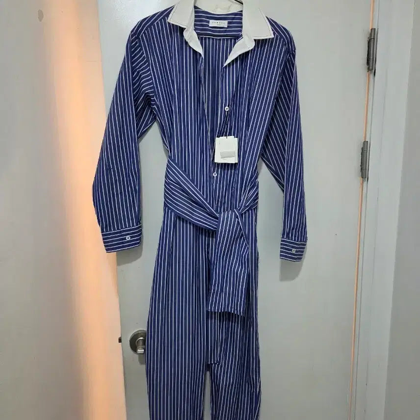 [BUNJANG] Sandro Striped Shirt Jumpsuit / 산드로 스트라이프 셔츠 점프수트 36사이즈