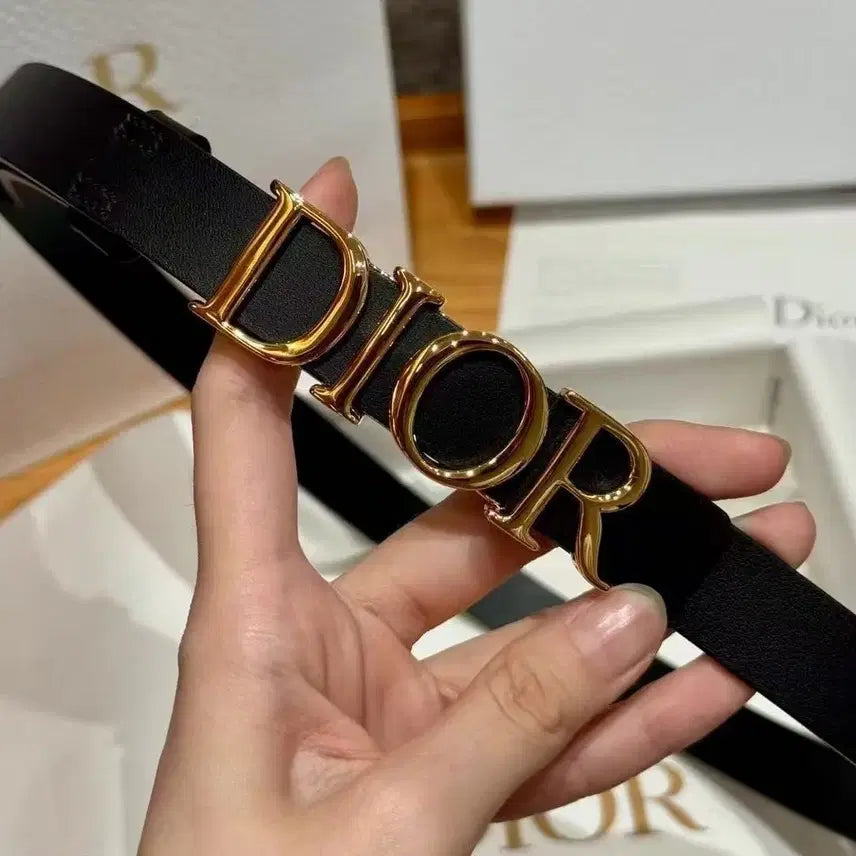 [BUNJANG] Dior Logo Buckle Black Belt 85 (2.0cm) / 디올 로고 알파벳 버클 여성 블랙 벨트 85 (폭 2.0cm)