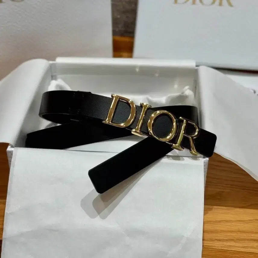 [BUNJANG] Dior Logo Buckle Black Belt 85 (2.0cm) / 디올 로고 알파벳 버클 여성 블랙 벨트 85 (폭 2.0cm)