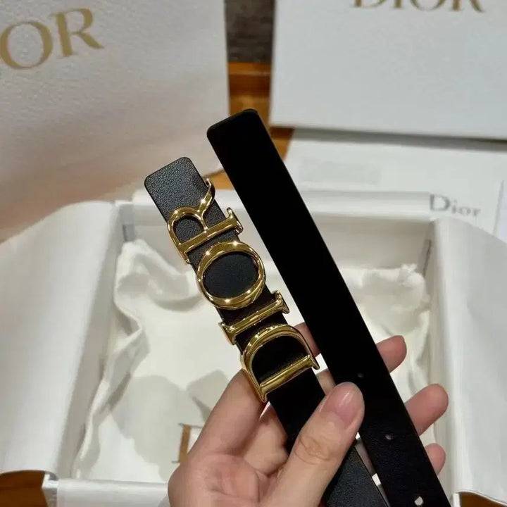 [BUNJANG] Dior Logo Buckle Black Belt 85 (2.0cm) / 디올 로고 알파벳 버클 여성 블랙 벨트 85 (폭 2.0cm)