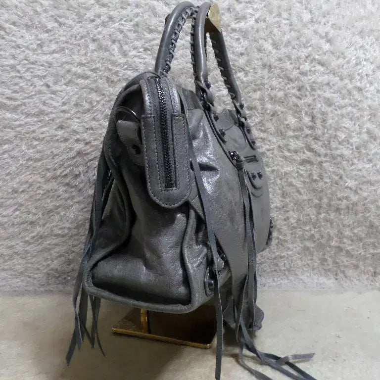 [BUNJANG] Betty Boom Used Cowhide Leather Motorcycle City Medium Gray Handbag / 베티붐구제 소가죽 모터백 시티 미디움 그레이 중고 가방