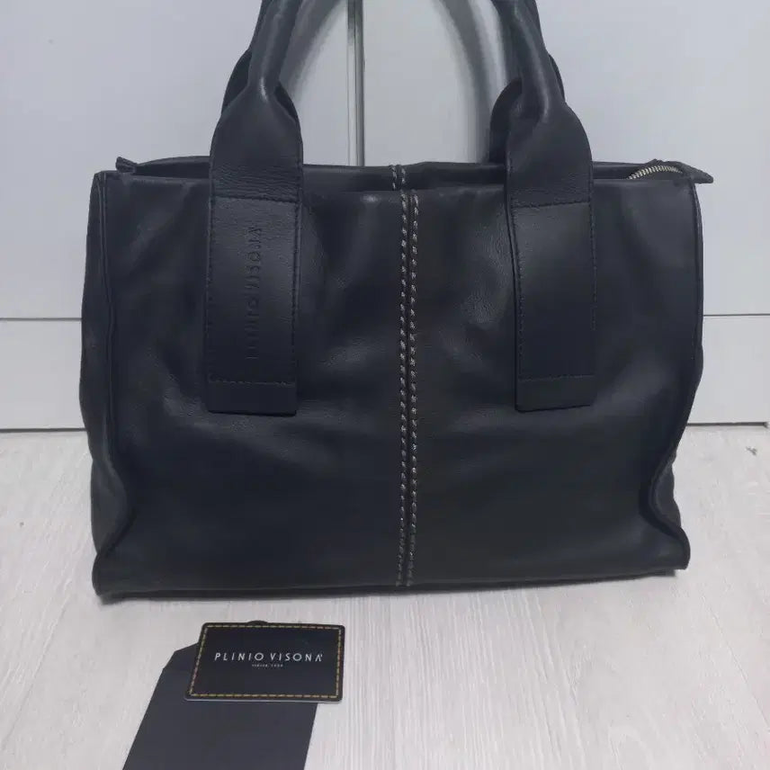 [BUNJANG] Plinio Visona Lambskin Tote Bag Shoulder Bag Crossbody Bag Black / 플리니오비조나 램스킨 토트백. 숄더백 크로스백. 블랙