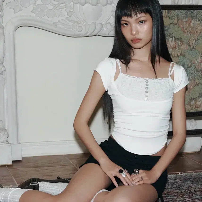 [SOLD OUT] 플리즈노팔로우 Katie Button Baby Top (Cream)