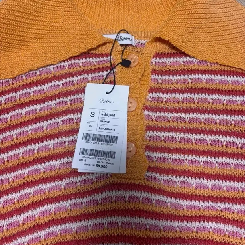 [BUNJANG] ROEM Stripe Collar Short Sleeve Knit / 로엠 스트라이프 카라 반팔 니트