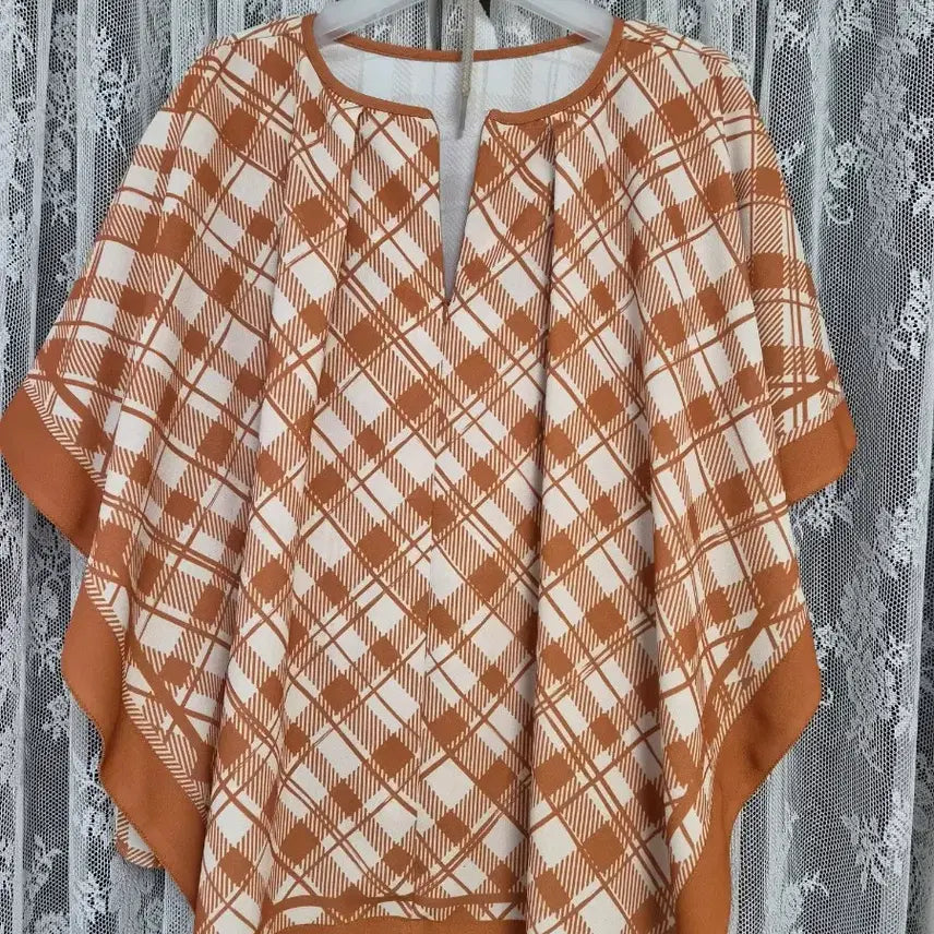 [SOLD OUT] 닥스브라운 체크 반팔 블라우스