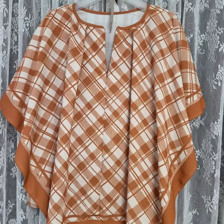 [SOLD OUT] 닥스브라운 체크 반팔 블라우스
