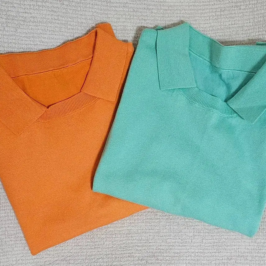[BUNJANG] Cotton Dry-Touch Fabric Knit - Mint / Orange / 코튼 드라이터치원단 여름골프.민트색.주황색 니트  66. 개당가격