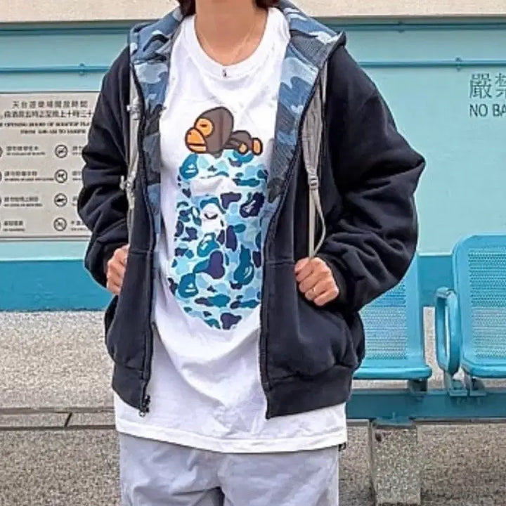 [SOLD OUT] 베이프 카모 티셔츠 블루 반팔