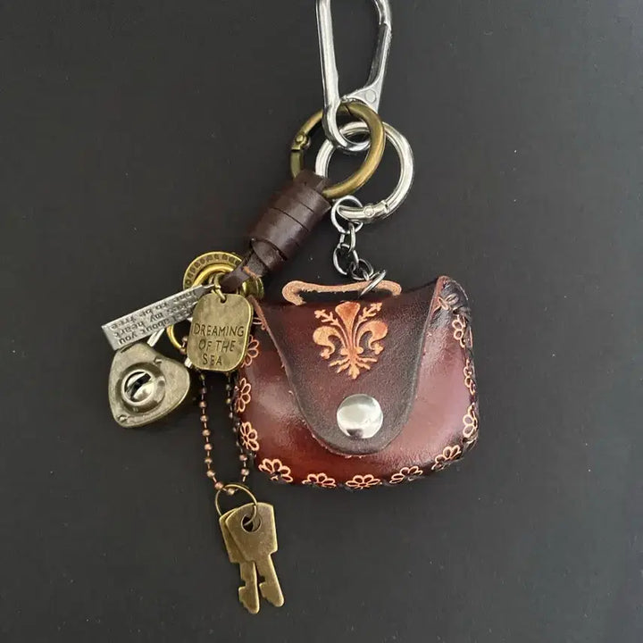[BUNJANG] Vintage Leather Mini Pouch Keyring / 빈티지 레더 미니 파우치 키링