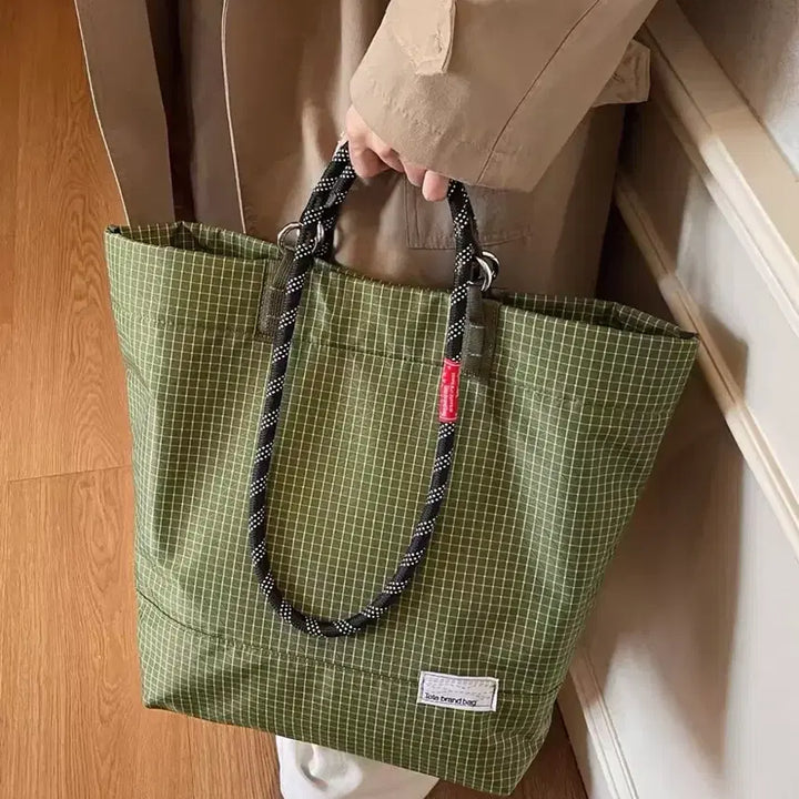 [BUNJANG] Stirrup Check Tote Bag / 로프 핸들 스티랩 체크 토트백 숄더백 겸용 (새제품)