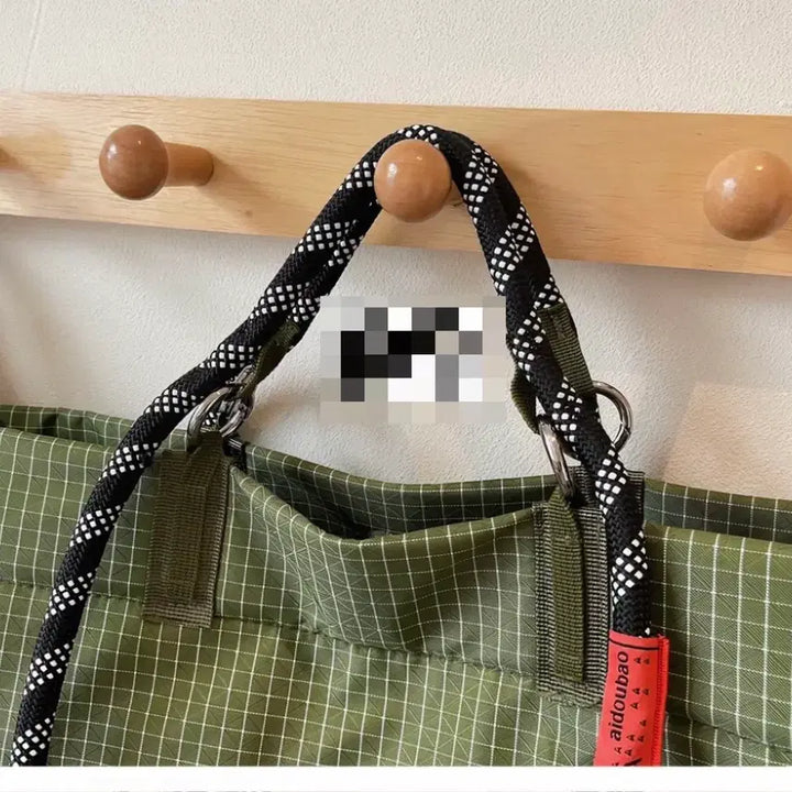 [BUNJANG] Stirrup Check Tote Bag / 로프 핸들 스티랩 체크 토트백 숄더백 겸용 (새제품)